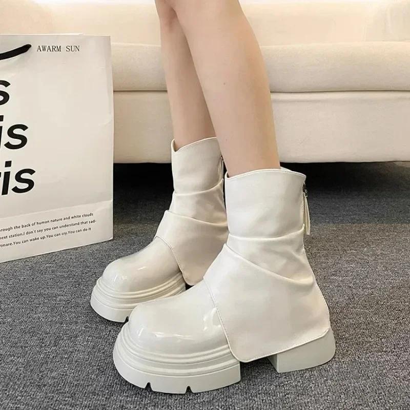 Женские ботильоны черного цвета, тренд 2024 года, распродажа женских коротких туфель, шикарные и элегантные весенние новые ботильоны, рок-зима в обуви