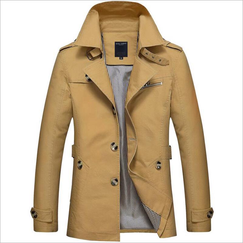 Men's Autumn Casual Washed Mid-Length Windbreaker Jacket