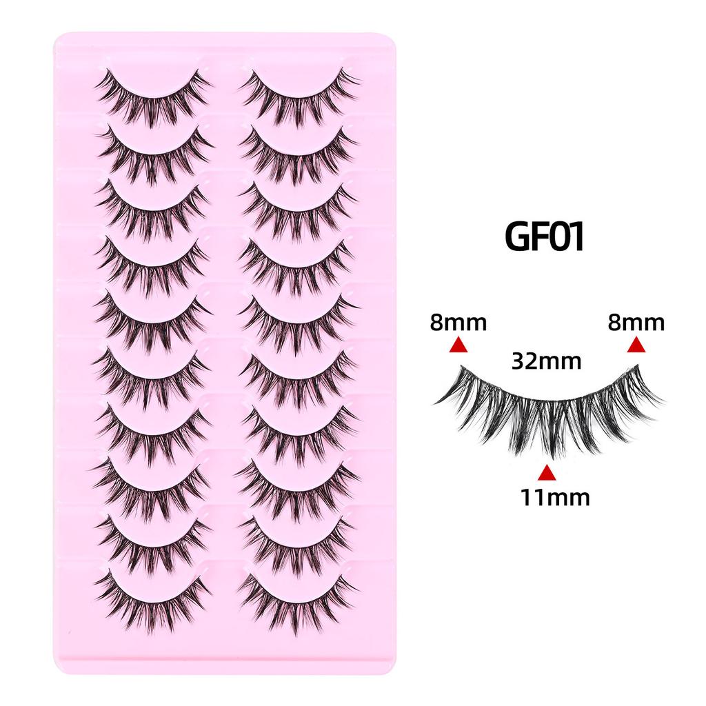 Large Capacity Demon 10 Pairs of False Eyelashes Natural Asian Mixed Feeling Light Thai Makeup Transparent Stem Eyelashes Daily