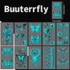 12 Sheets Glow In The Dark Tattoos|Neon Blue Butterflies,Floral|Long Lasting 2-5 Days Waterproof|Easy Application,tattoo Sticker