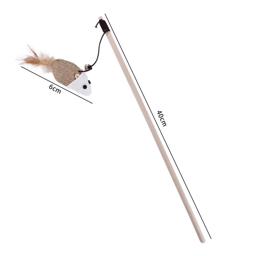 Kitten Feather Scratching Mouse With Mini Bell Tease Cat Rod Cat Toy Pet Supplies Interactive Stick