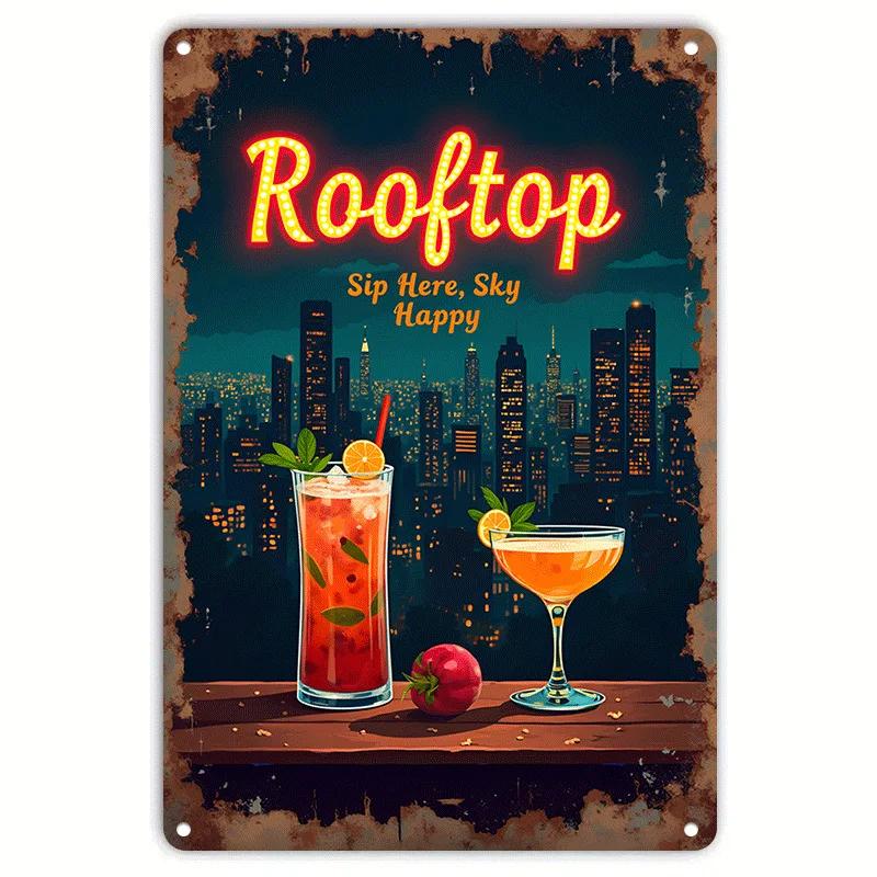 Coffee Fruit Juice Cocktails Tin Sign Art Crafts Tinplate Billboard Decor for Bar Kitchen Home Wall Plate Decor Shabby Plaques