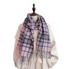 Autumn And Winter Plaid Scarf Women'S Imitation Cashmere Atmosphere Senior Versatile Warm Thickened Fringed Shawl Scarf