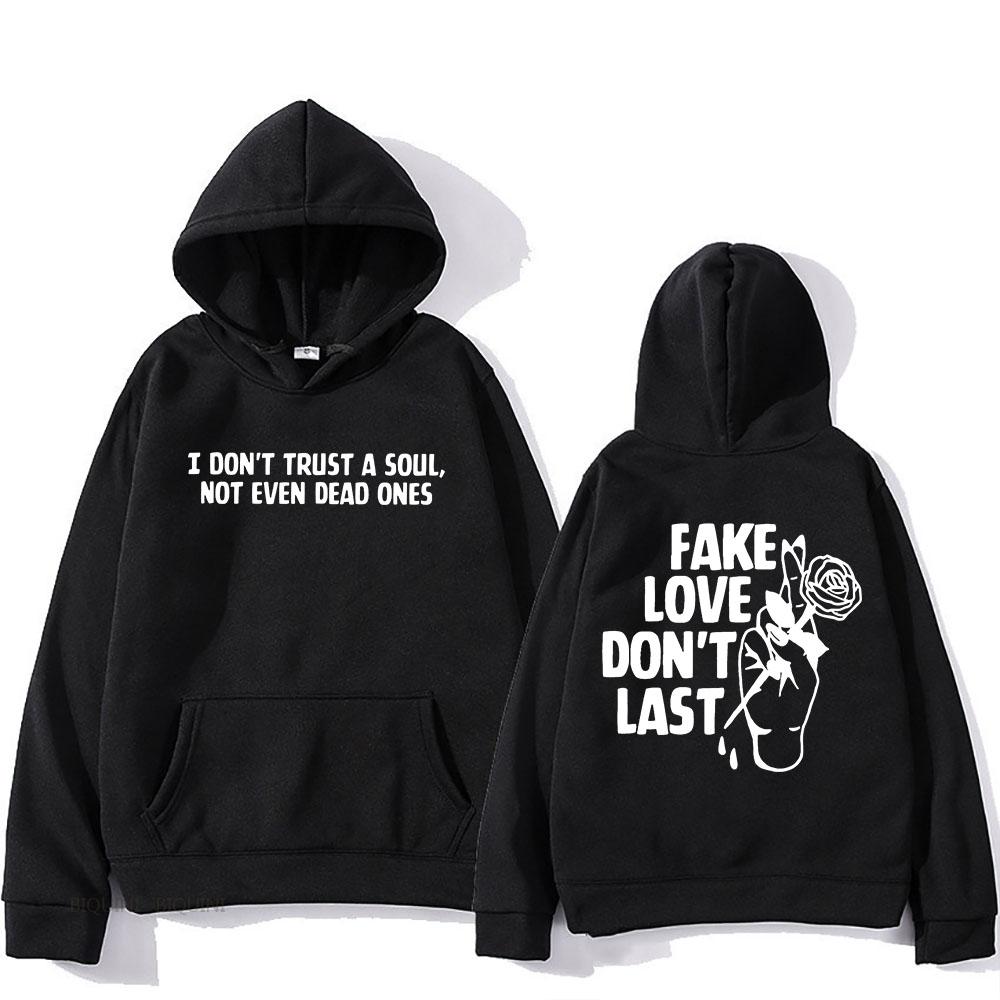 Fake Love Don't Last Hoodies Rapper Mgk Machine Gun Kelly Толстовки для мужчин/женщин Хип-хоп Графический принт Пуловеры с капюшоном