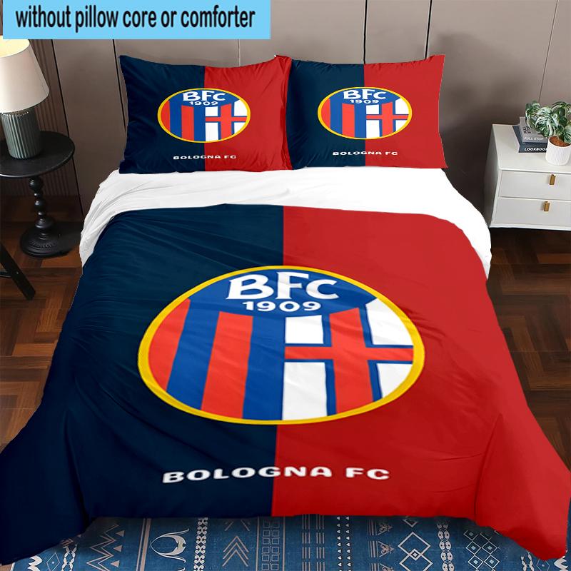 3PCS Football Bologna Bedding Set,Including 1pc Duvet Cover And 2pcs Pillowcases Perfect for Bedroom, Dormitory, Fan Christmas gift