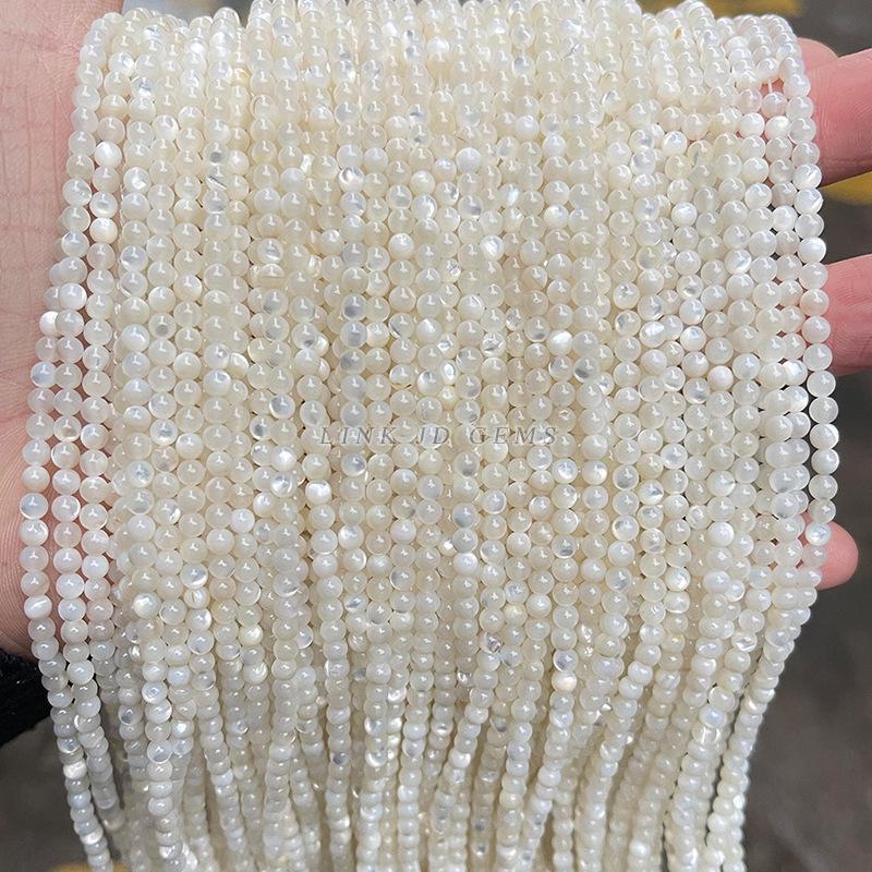 Natural White Butterfly Shell Round Beads White Pearl Small Loose Beads for DIY Jewelry Making