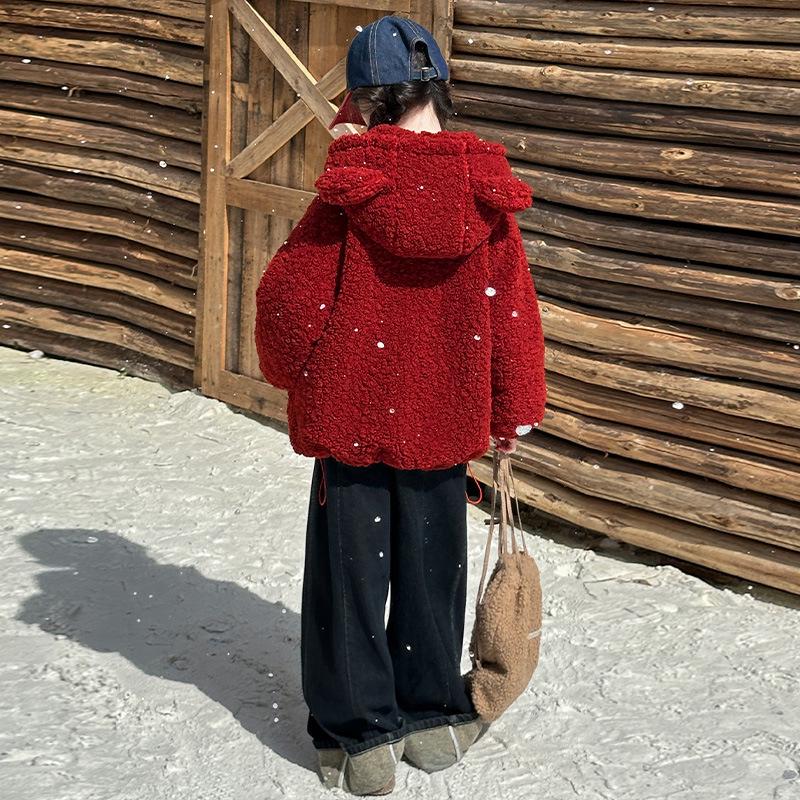 Девичья стеганая куртка из овечьей шерсти - Осень/Зима 2025, Модная и утепленная для детей среднего и старшего возраста