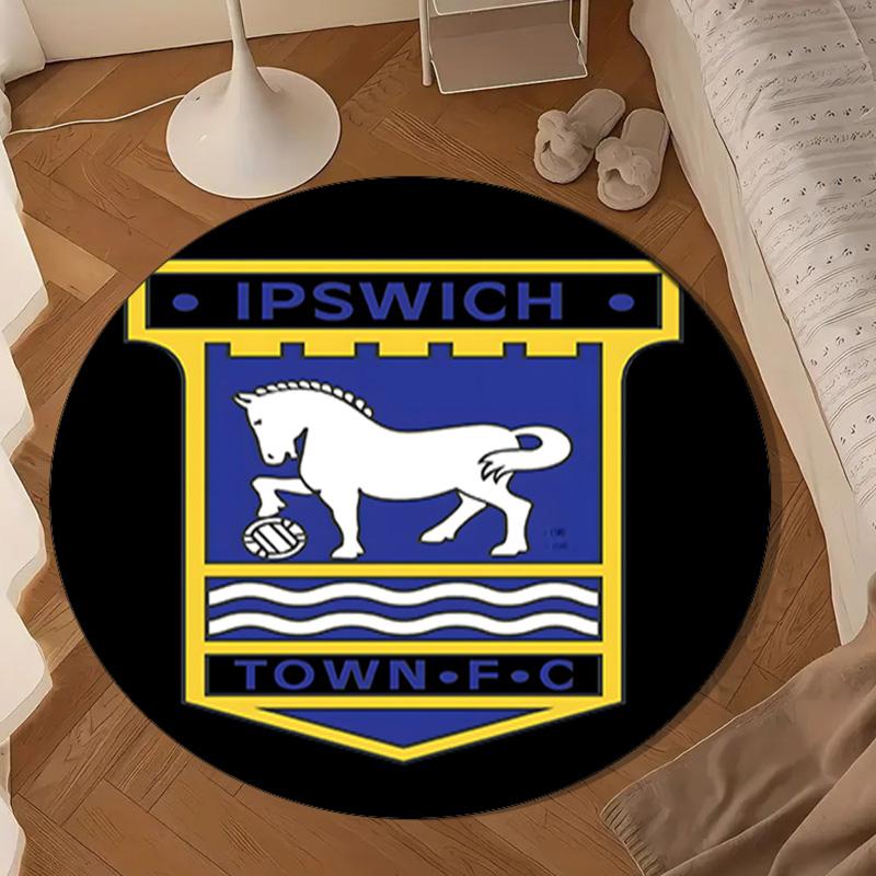 1PC FC Ipswich Crest Round Rug for Livingroom,Bedroom, Palyroom, Chair Rug, Area rug, Circle Carpet, Large Size Fan Christmas gift