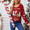 Женская мода Красный Санта-Клаус Длинный рукав Круглый вырез свитер