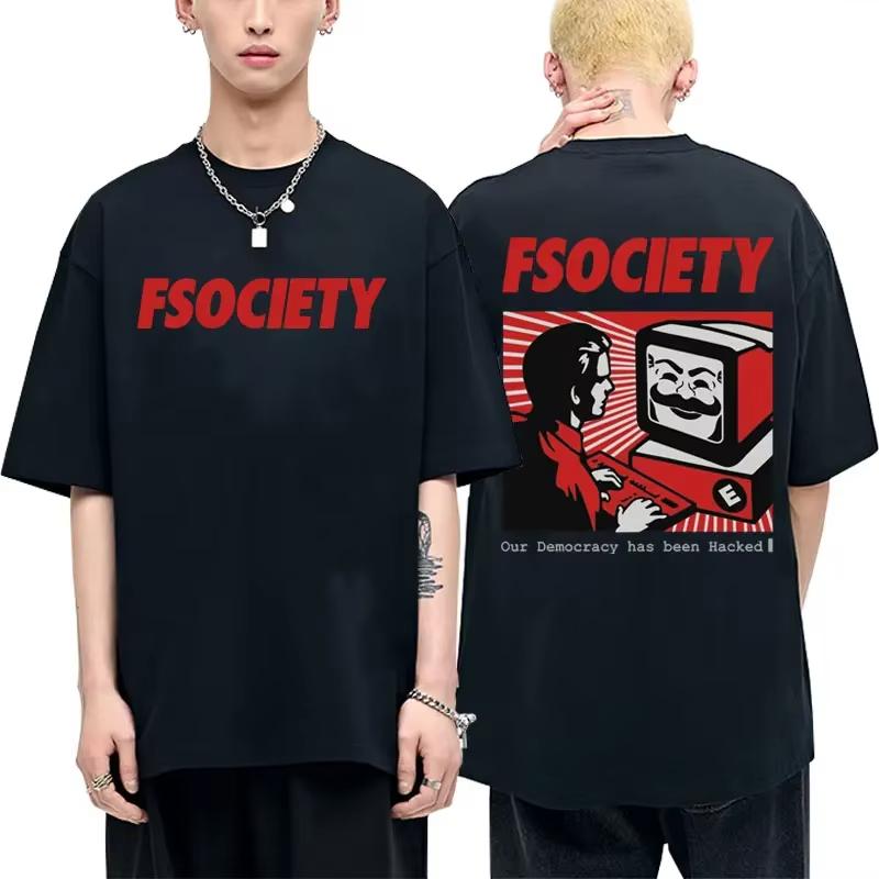Смешная футболка с графикой Mr. Robot, унисекс, женская, винтажная, хлопковая, футболка FSociety, F Society, футболка для хакера, гика, унисекс, повседневная, уличная одежда