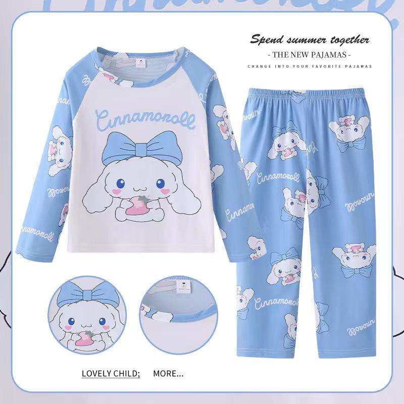 Southeast Asia Kids' Demon Slayer Pajamas: Long Sleeve & Pants Set for Girls