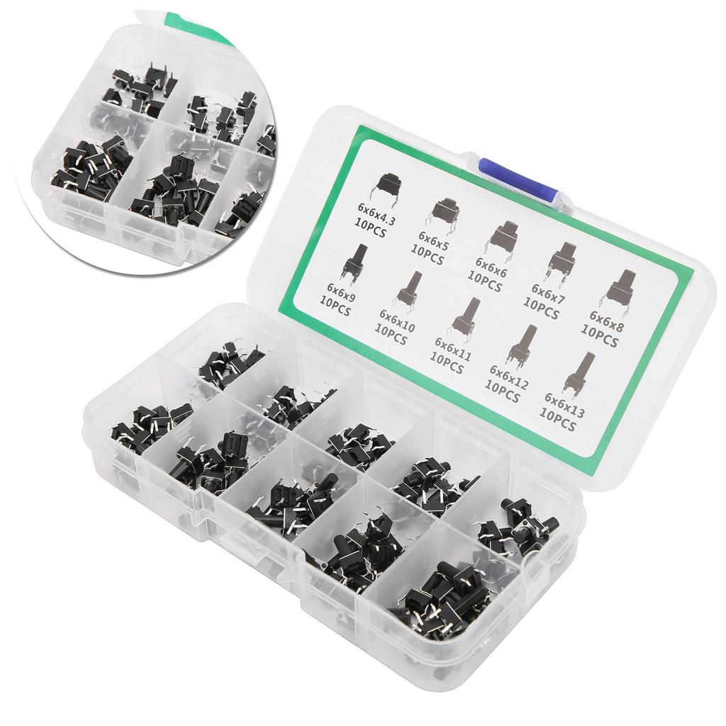 100Pcs Tactile Push Button Switch for TV Audio Computer Electronic Product Control