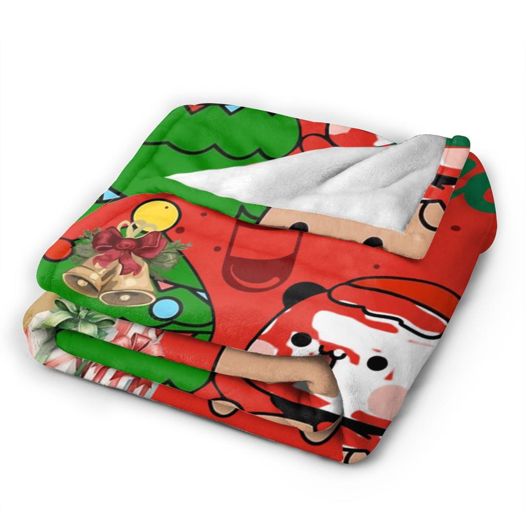 Bubu and Dudu Merry Christmas Tree Cute Santa Blanket Warm Soft Throw Blanket Winter Couch Chair Sofa Bed Funny Bedspread