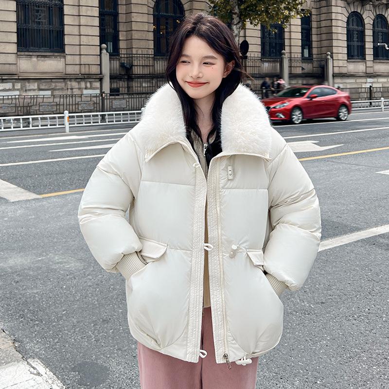 Xiaoxiangfeng Advanced Sense of Warmth, Large Fur Collar Down Cotton Clothes for Women, Winter New Large Size Loose Cotton Clothes for Women