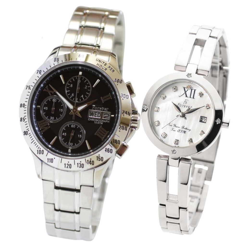 Pair Watch Forever Second 10 ATM Water Resistant Day Date Tachymeter Function Calendar Date Day of the Week 10 ATM Water Resistant Model with 10 Year