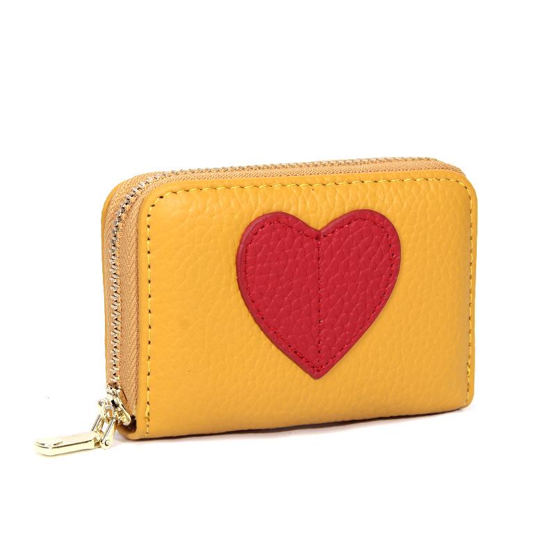 Top Grain Cowhide Heart Wallet with Multi-Card Slots and Large Capacity - Genuine Leather Accordion Card Holder