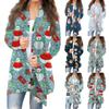 Женский осенний кардиган, женский кардиган с длинным рукавом и принтом спереди, легкая модная повседневная куртка