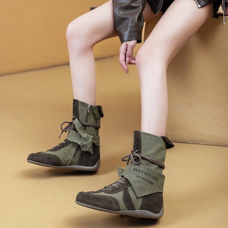 Small Heightening Platform Boots Leather Short Boots Retro Outdoor Tooling Wasteland Boxing Martin Boots