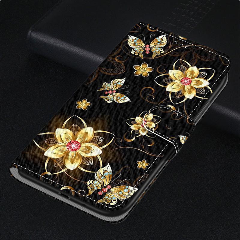 For Samsung S25 S24 S23 S22 S21 S20 A16 A26 A36 A56 A15 A14 A53 A54 A05 A05s PU Leather Card Holder Flowers Animals Flip Wallet Kickstand Phone Case