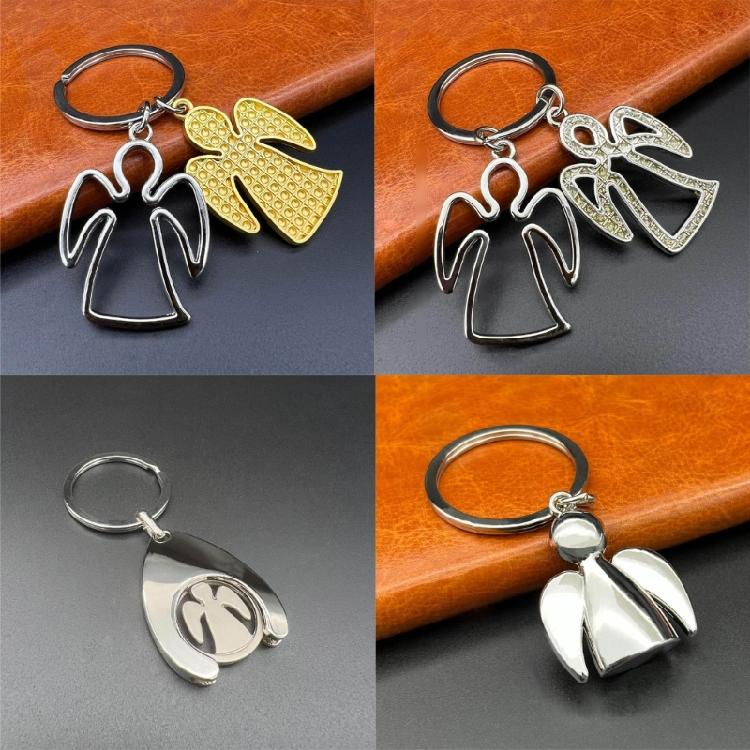 Брелок Ангел-хранитель Серебристый Металлический Подвеска для Ключей Автомобиля Оберег Благословение Ювелирное Изделие