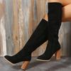 Sagit Women Fashion Casual Vintage Retro Long Knee-High Cowboy Boots Square Heel Shoes