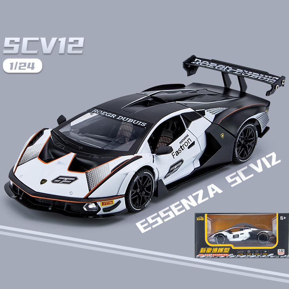 1:32 масштаба Lambos Essenza SCV12, модель спортивного автомобиля из сплава, литая под давлением модель автомобиля из цинкового сплава со звуком и светом, подарки для детей