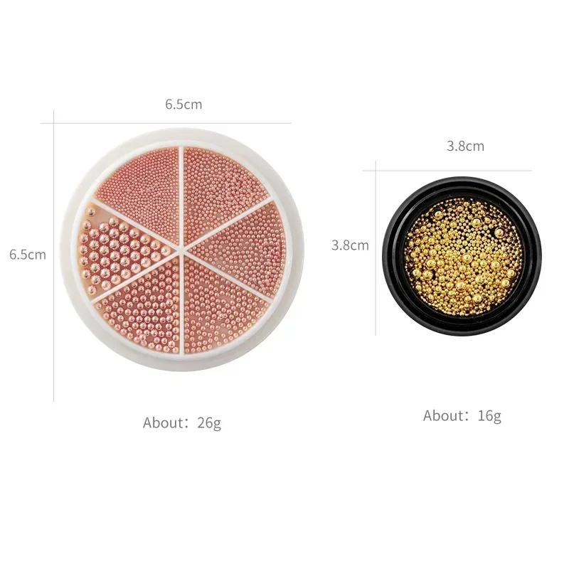 1 Box Mini Small Stainless Steel Caviar Beads Nail Art Decorations Silver Rose Gold Micro Ball Charm Gel Polish Tips