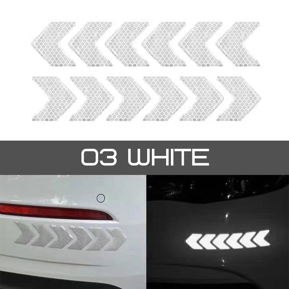 12PCS Car Reflective Sticker Arrows Pattern Warning Car Stickers and Decals Auto Tail Bar Bumper Safety Car Accessories Exterior