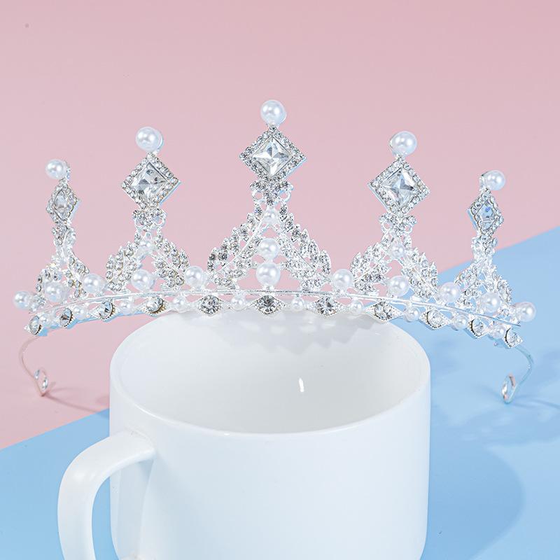 Детская корона-тиара принцессы для девочек, корона для выступлений с кристаллами, повязка на голову, детская открытка на день рождения, аксессуары для выступлений
