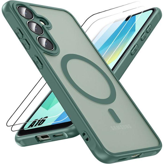 Защитный чехол - BOOLING - для Samsung Galaxy A16 4G/5G - Ночной зеленый - Противоударный - 2 Закаленных стекла