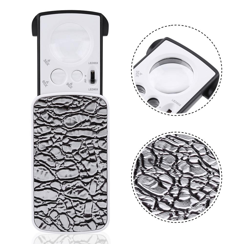 30x / 60x / 90x Magnifying Glass Jewelry Optical Magnifier Jeweler LED Light Loupe