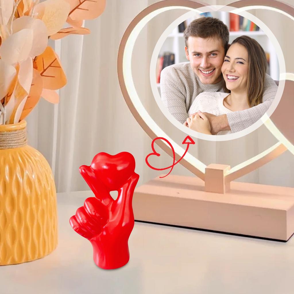 Valentine's Day Resin Statues Solid Color Finger Heart Shape Funny Desktop Figurines For Home Holiday Decoration