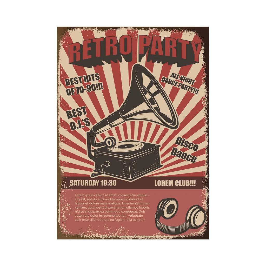 pc Vintage Rock Music Metal Poster Tin Signs Retro Guitar Rock Party Metal Plates Wall Art for Bar Pub Home Wall Art Decor