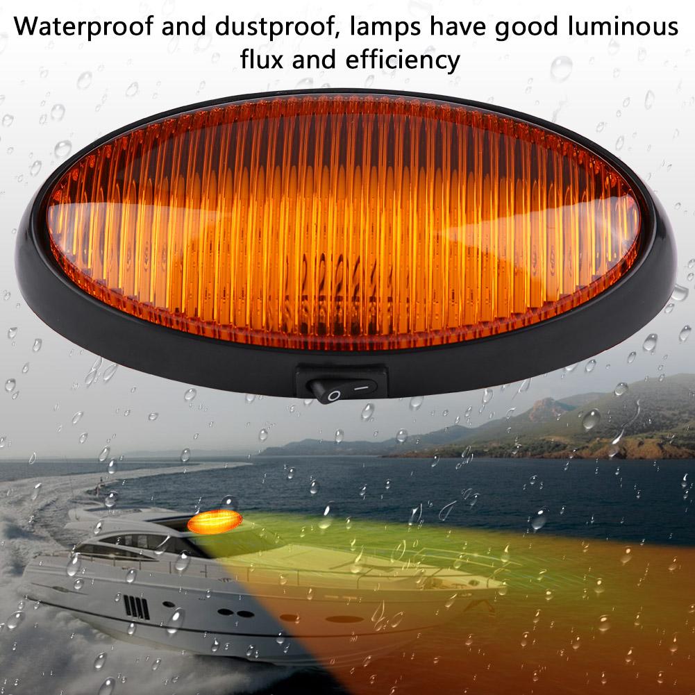 12V Car Ceiling Wall Light 16 LED for Trailer/Van/Yacht/Boat/Caravan Interior Oval Ceiling Lamp