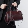 Genuine Leather Boston Pillow Bag - Winter Casual Handbag & Shoulder Messenger for Women