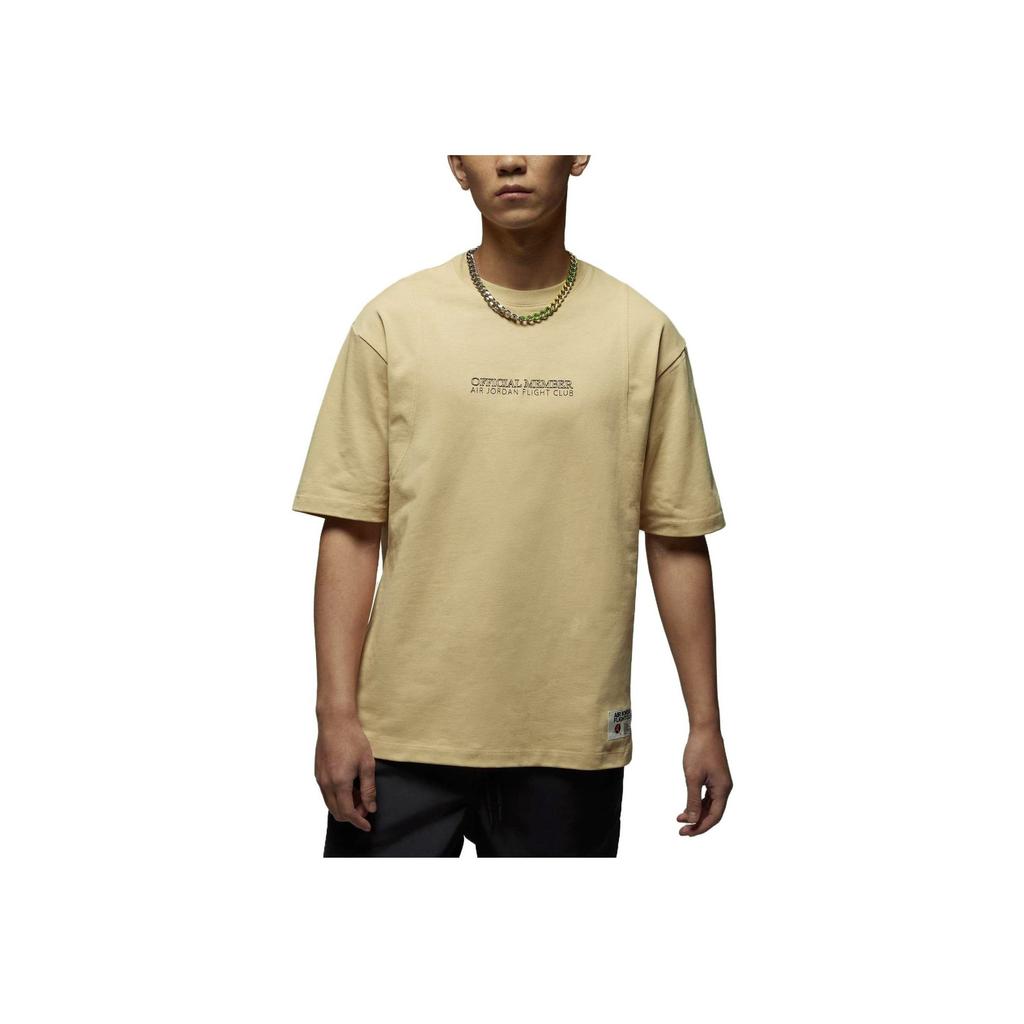 Jordan Letter Embroidery Loose Round Neck Sports Casual Short Sleeve T-Shirt Men Tops Sesame-Brown DX9743-252