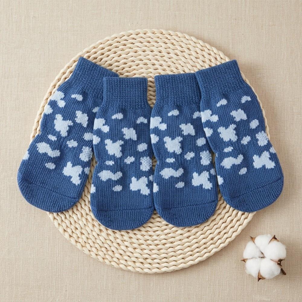 4PCS Wear Resistant Dog Anti-slip Socks Elastic Pet Floor Socks Pet Footwear for Dogs Cats
