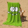 Green Cartoon Face Microfiber Beach Towel Quick Dry Sand Free Oversized Soft Absorbent Bath Towel for Swimming Pool Travel Gym