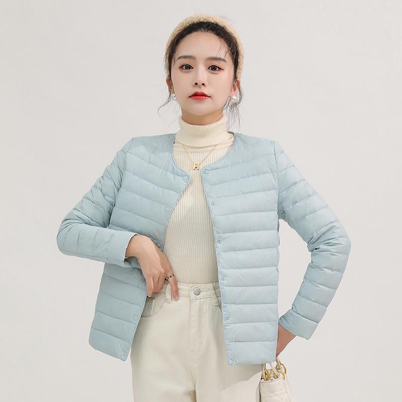 Men's Lightweight Collarless Down Jacket - Autumn/Winter, Plus Size Round Neck White Duck Coat