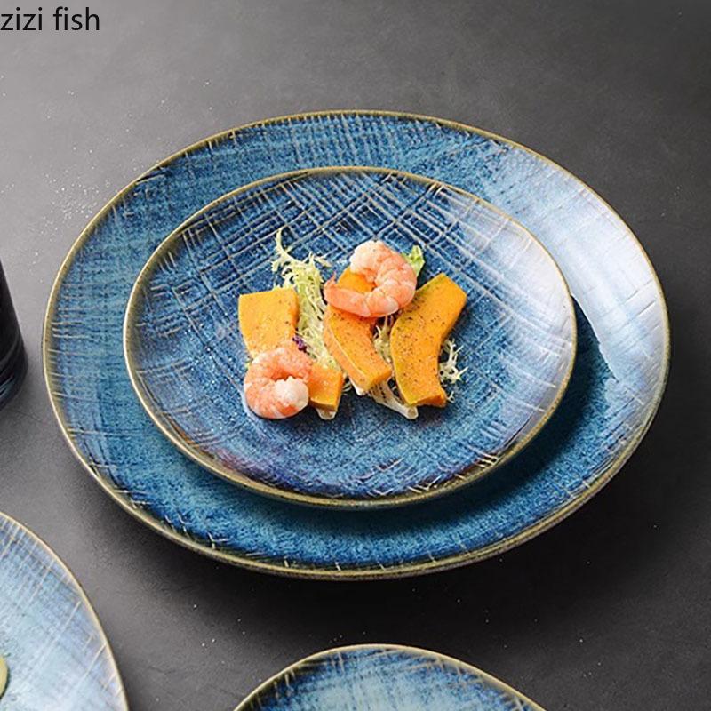 Ретро-неправильная керамическая обеденная тарелка Ресторанная тарелка для стейков Суши-тарелка Сашими-тарелки Молекулярная кухня Креативная посуда