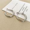 Temperament Simple Rough Circle Earirngs for Female Silver Color Copper Alloy Fashionable Hanging Earring Round Hoop Ear Jewelry