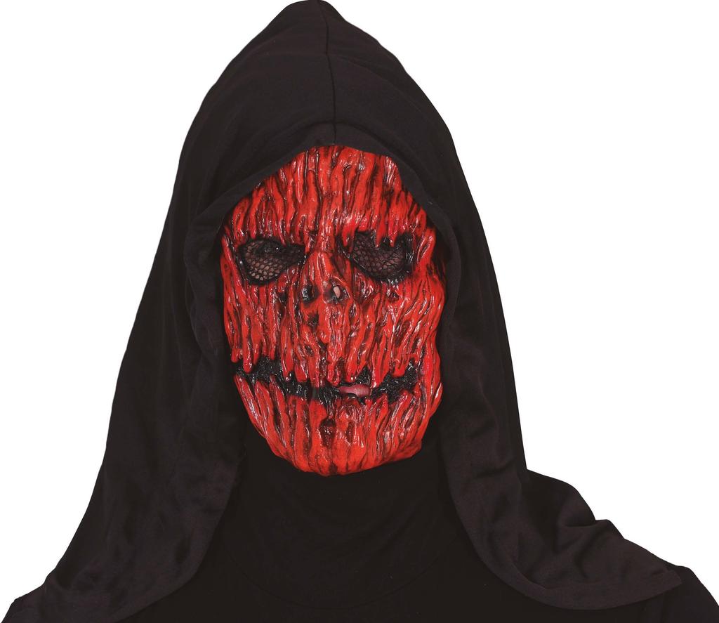 Hooded Horror Pumpkin Mask Skinless Face
