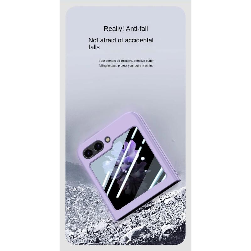 Пластиковый защитный чехол из стекла с эффектом кожи для Samsung Galaxy Z Flip 6 5 Flip6 Flip5 5G, жесткий защитный чехол