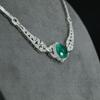 WUIHA Vintage 100% 925 Sterling Silver Lab Sapphire Emerald High Carbon Diamonds Gemstone Cocktail Pendant Necklace Fine Jewelry