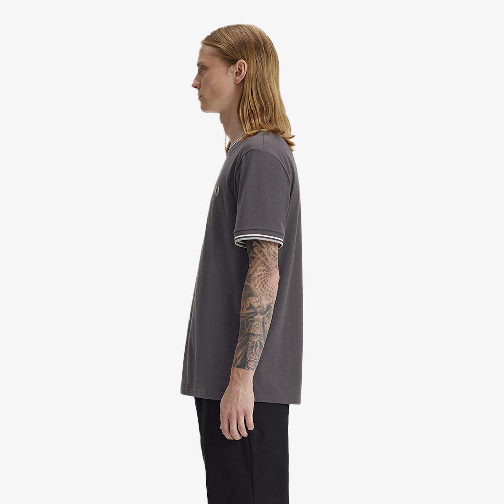 FRED PERRY [Sharp] Twin Tip T-Shirt - Anchor Grey/Ecru/Seagrass Afpm2611588-87A