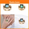 Elegant Retro Square Shaped Brass And Crystal Adjustable Ring For Women Chic Summer Style