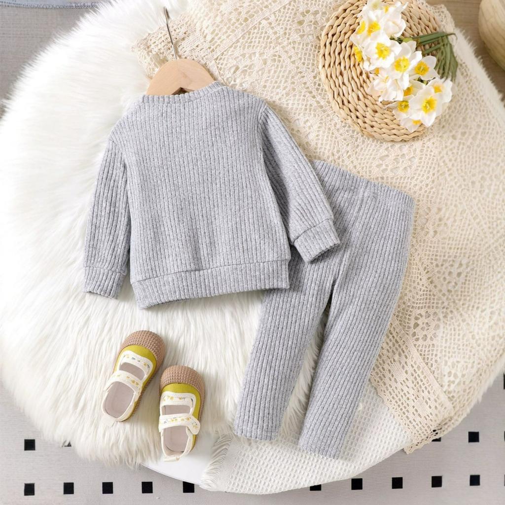 Kids Casual Long-Sleeve Set, Comfortable Daily Wear Outfits