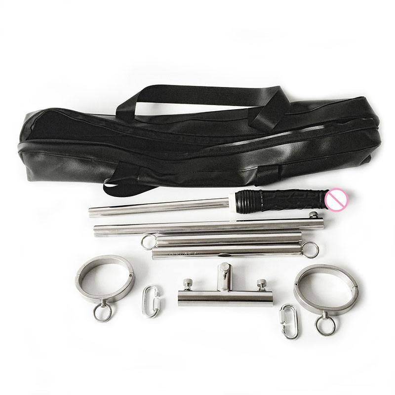Stainless Steel T Metal Frame BDSM Bondage Device Anklecuffs Dildo Anal Plug Spreader Bar Open Leg Sex Toys For Couples Adult 18