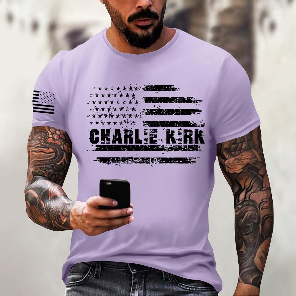 Fashionable Round Neck Short Sleeve Work Clothes Printed Tops For Mens Summer Tops