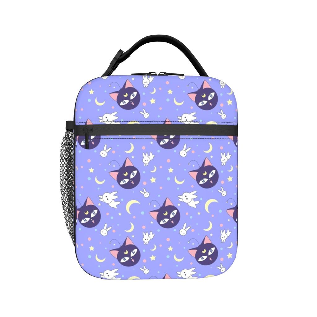 Usagis Tsukinos Cartoon Moon Cat Merch Insulated Lunch Tote Bag For Office Food Storage Bag Portable Thermal Cooler Lunch Box